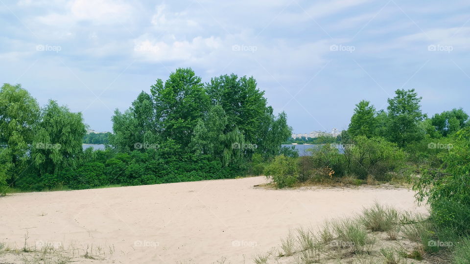 wild beach on the Dnieper River