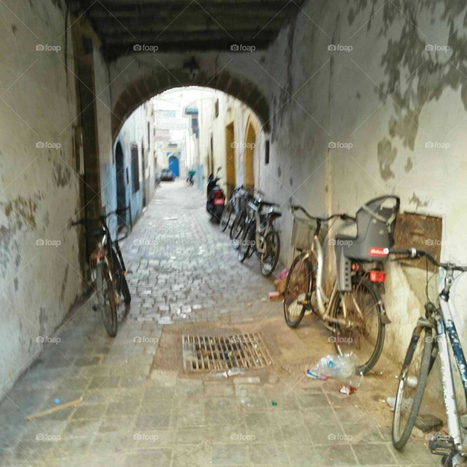 Ancient street at essaouira city in Morocco.