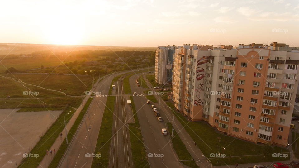 Sunset in the city