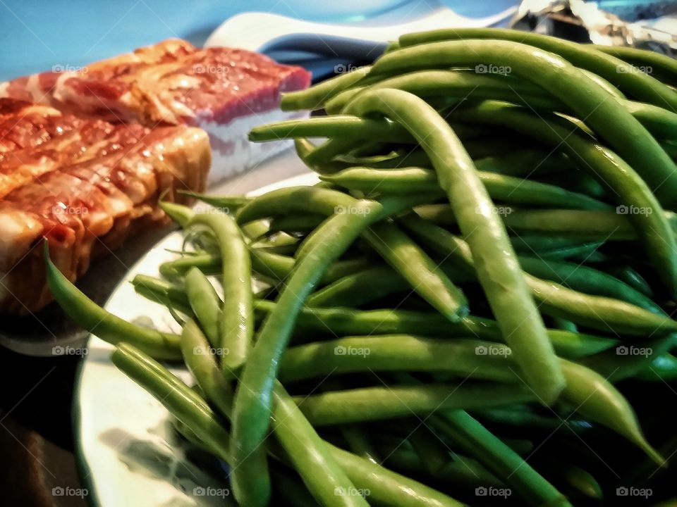 Slab Bacon and Green Beans