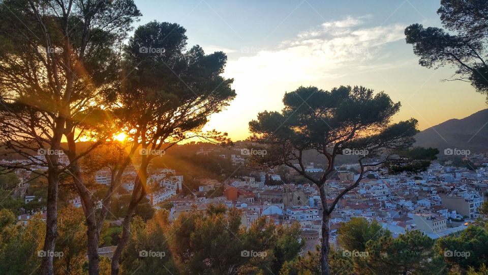 Sunset over Catalan village