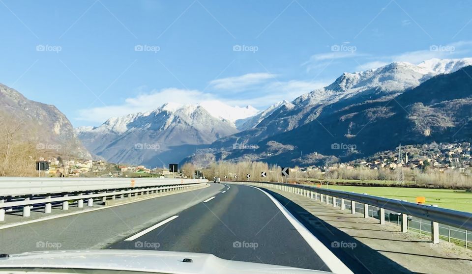 Facing the Alps.. view from the car while driving to Geneve