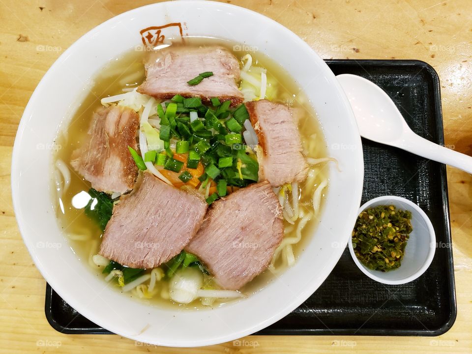 Traditional Japanese ramen noodle soup