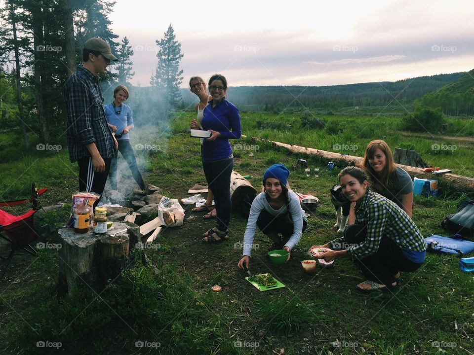 Group of friends enjoying picnic