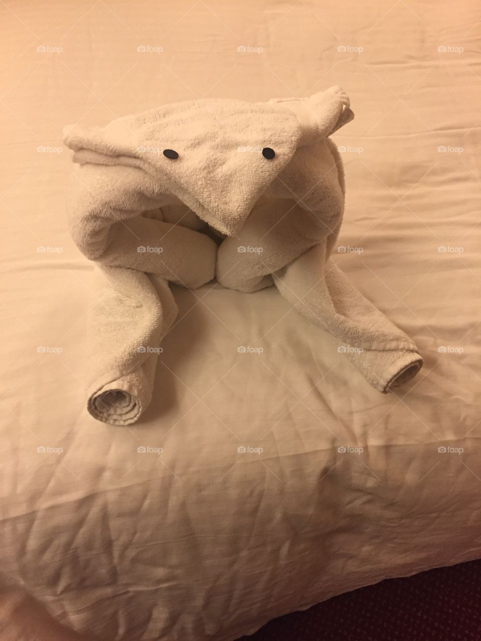 A towel folded sheep