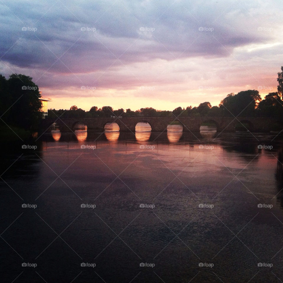 Gamla stenbron in Karlstad Sweden at night