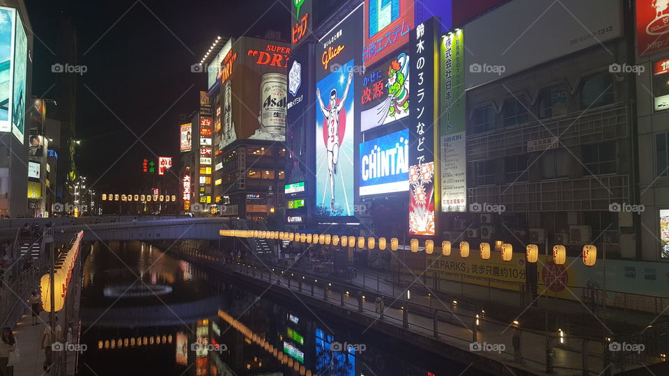 Bright Lights along Dotonbori area in Osaka, Japan