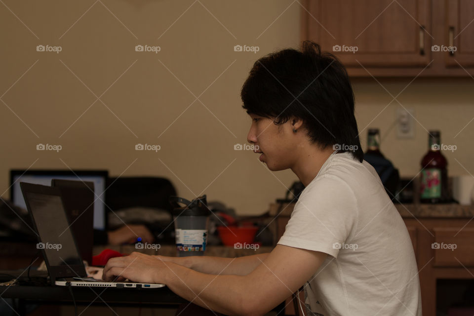 Man playing computer 