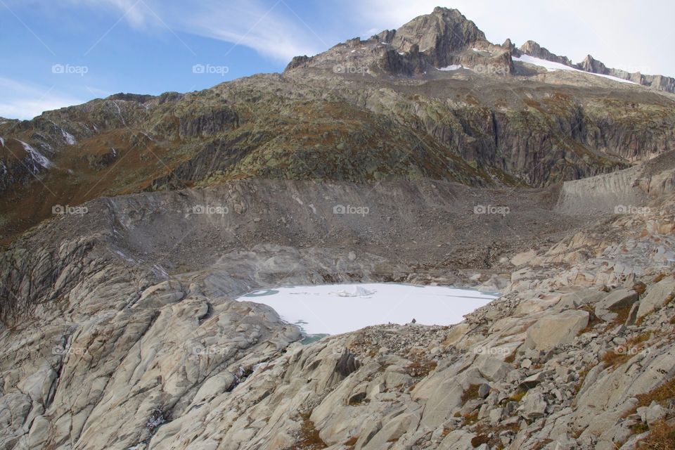 Frozen lake in the alps