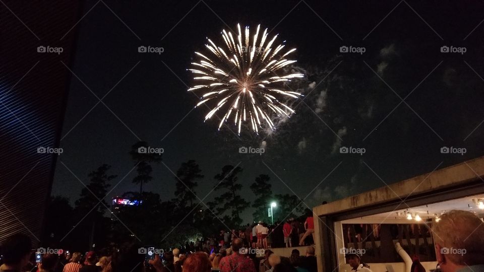 Firework show on Independence Day at Miller Outdoor Theater in Houston Texas!