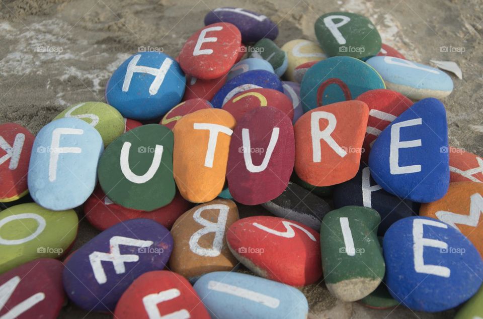 Future concept with many colourful stones