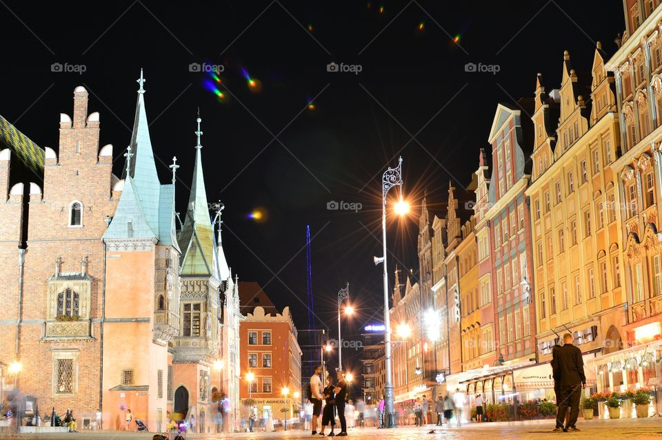 summer evening in the square in Wroclaw