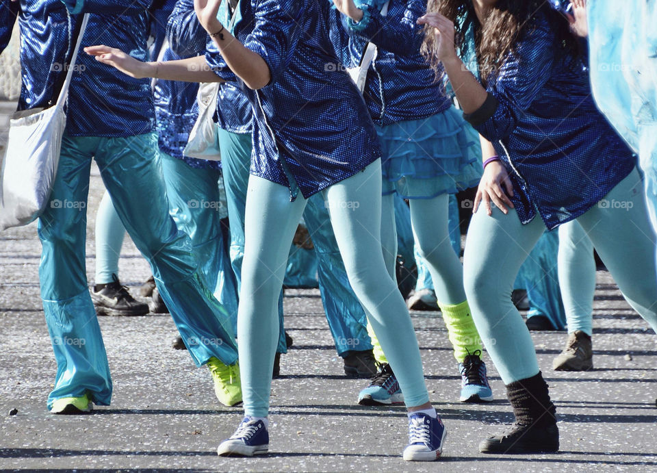 people dancing in the street