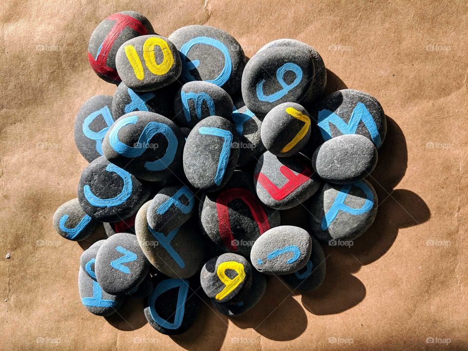 DIY homemade letter and number stones