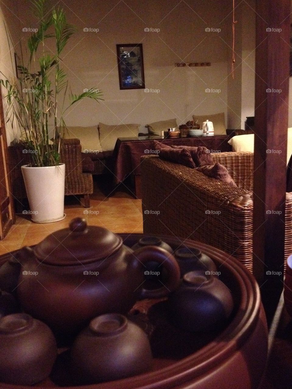 Buddhist restaurant interior