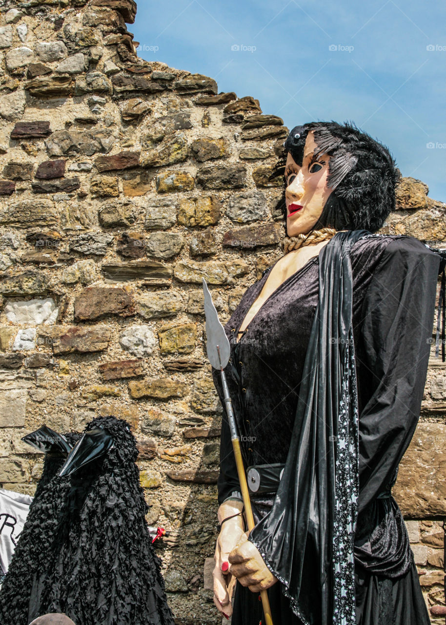 The Morrigan accompanied by a giant Ravens at Hastings Traditional Jack in the Green, U.K. 2008