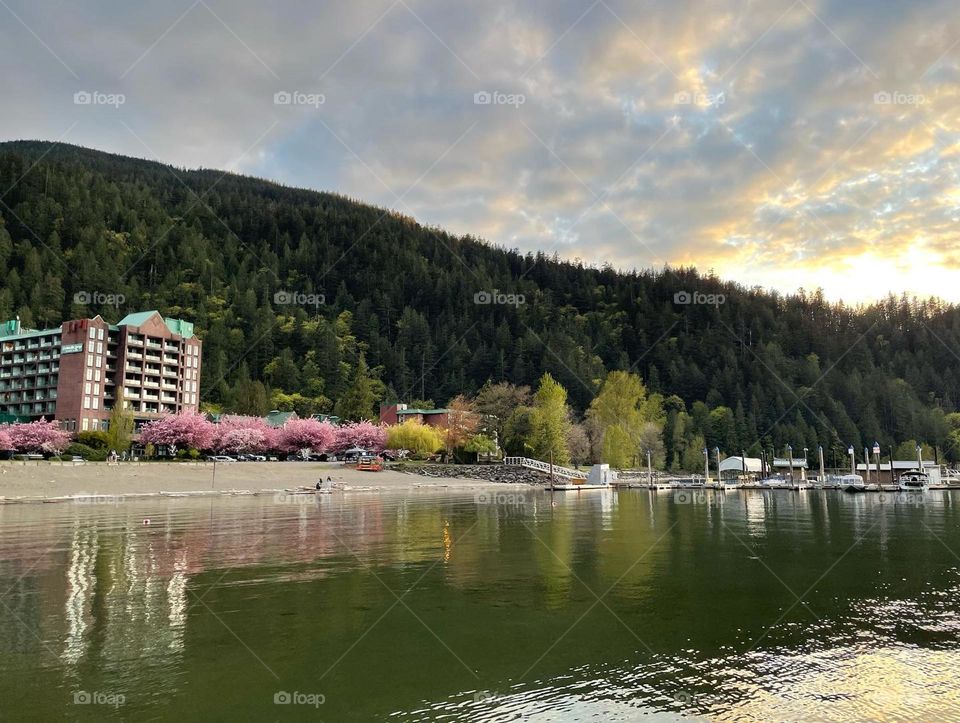 Picturesque Harrison Hot Springs at the outskirts of Vancouver British Columbia at the west coast of Canada