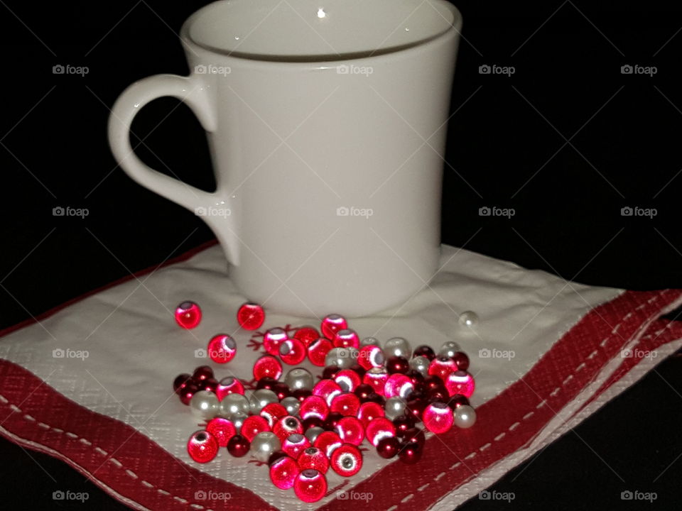 Red and white beads - I use these to make jewelry.
