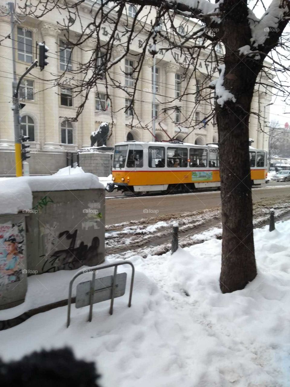 Winter tram sofia