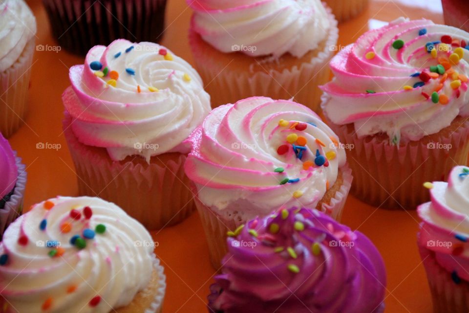 Elevated view of cupcakes