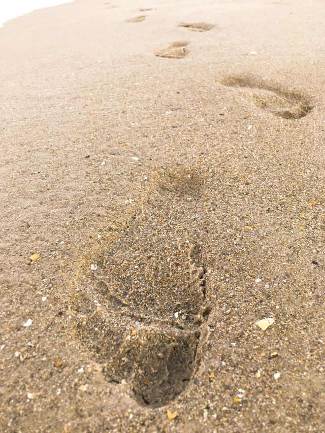 My footprints in the sand.