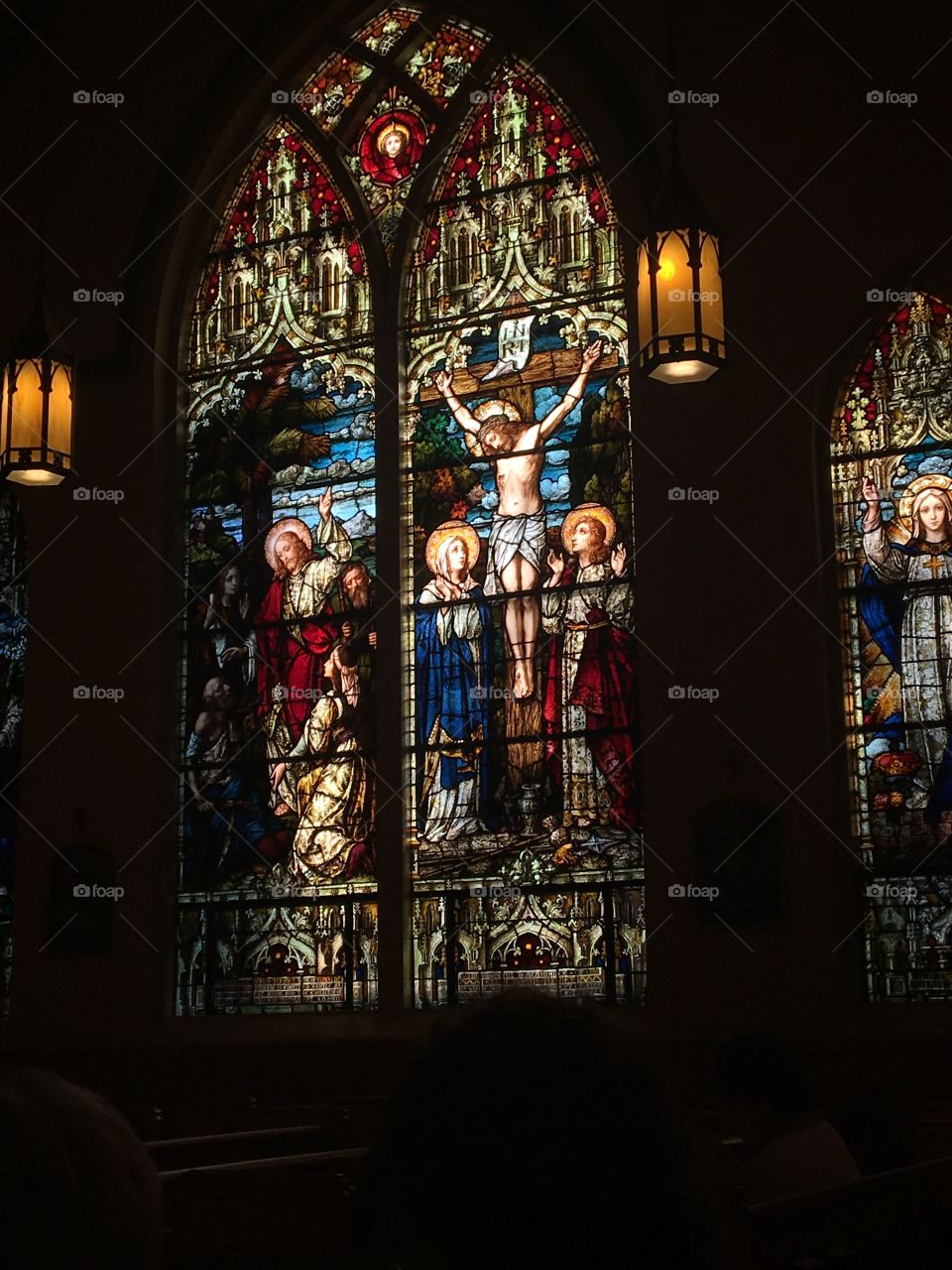 Beautiful church stain glass of Christ. 