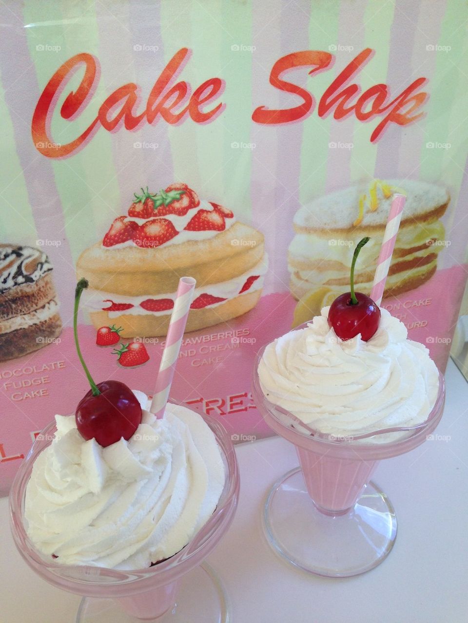 Milkshakes in cake shop