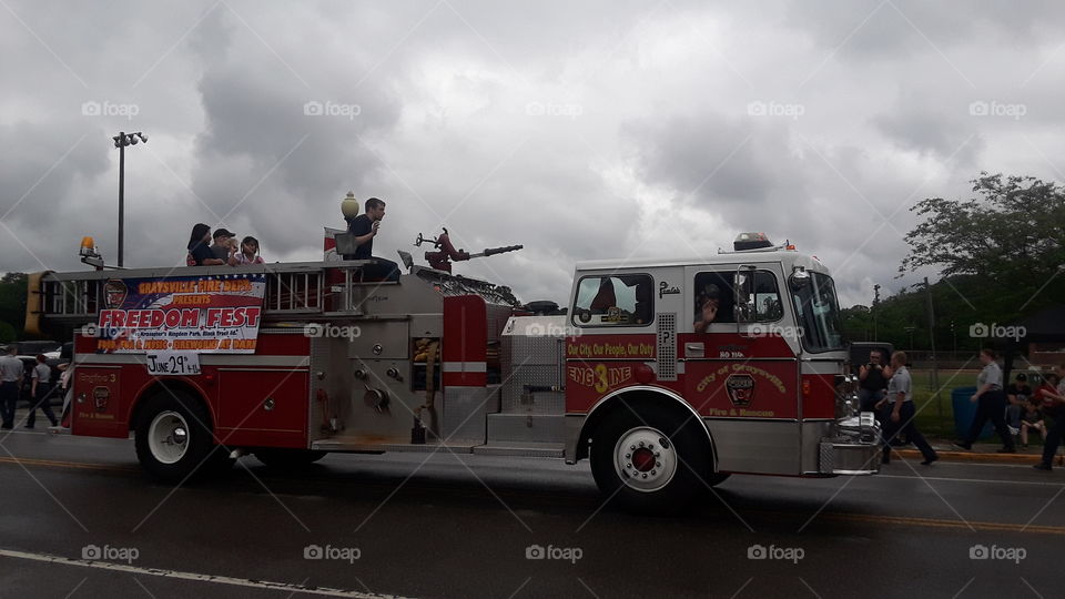 firefighters in truck