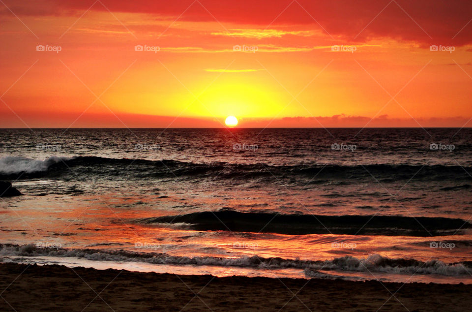 beach sky sunset sun by callmecon