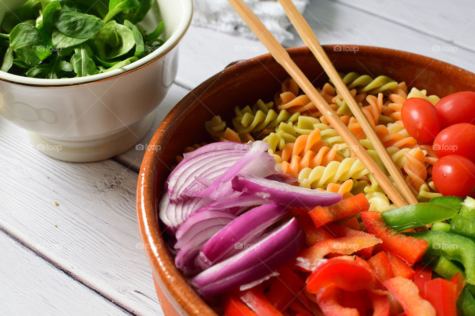 Pasta salad with vegetables