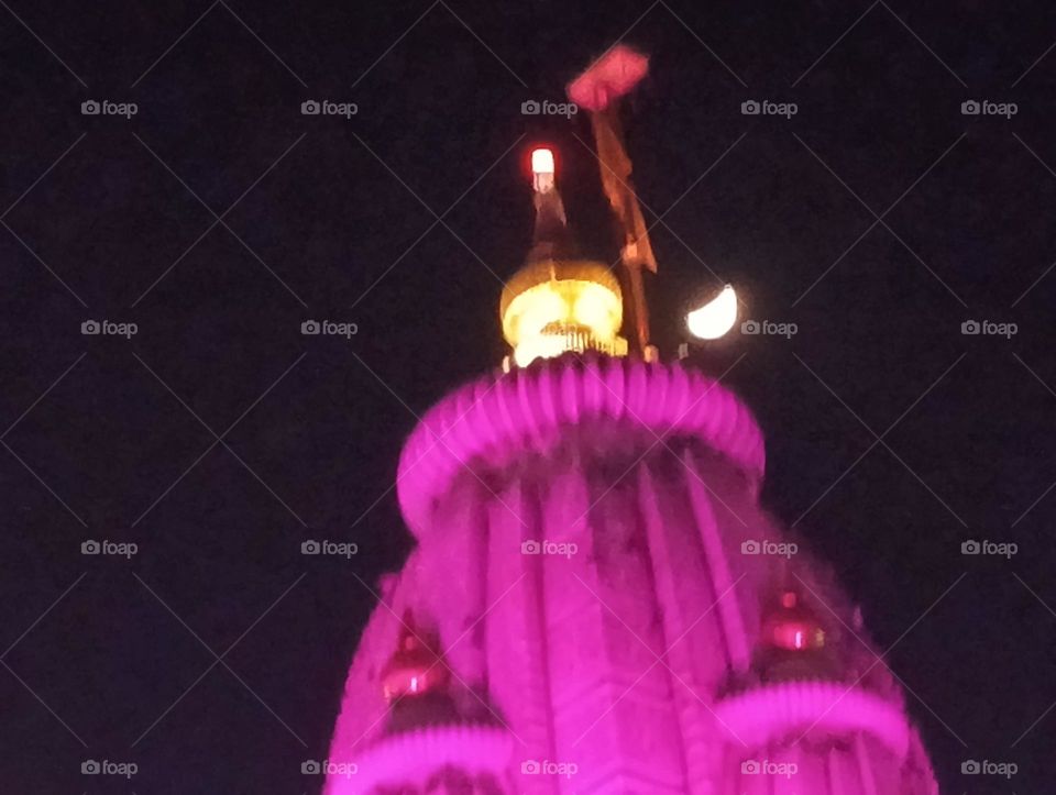 top of temple with moon