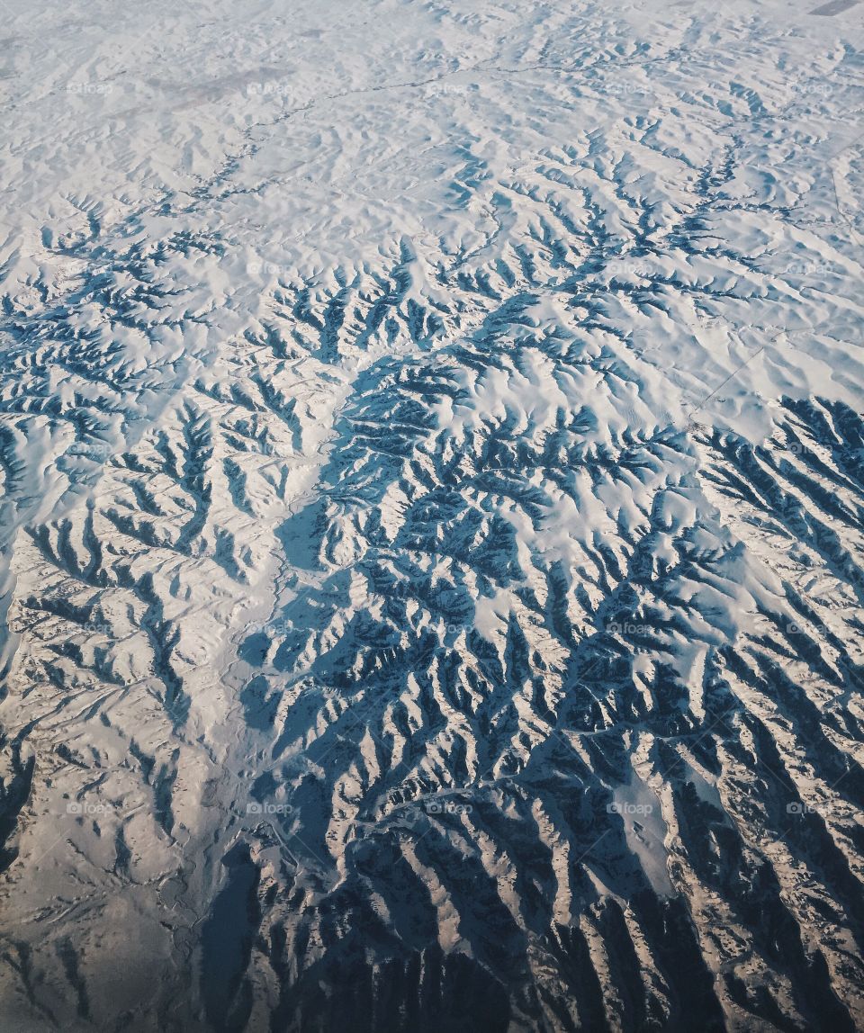 Mountains out an airplane window