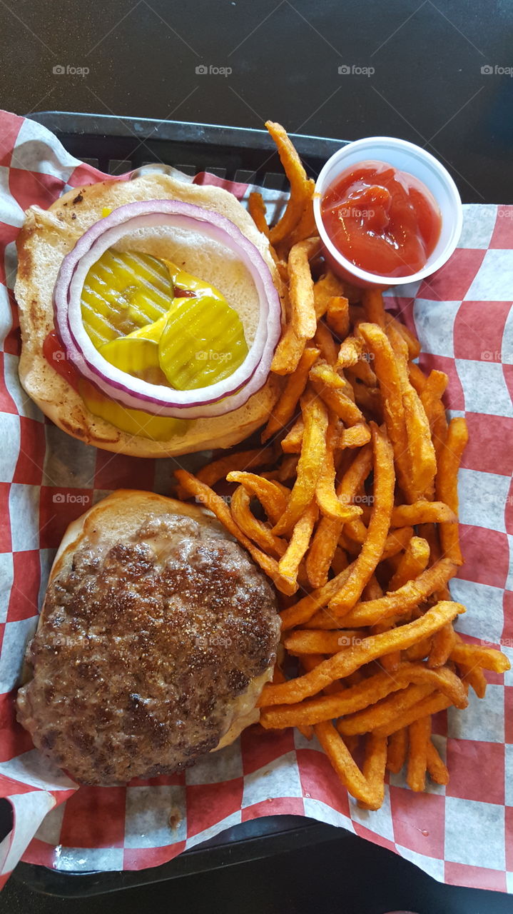 burger and fries