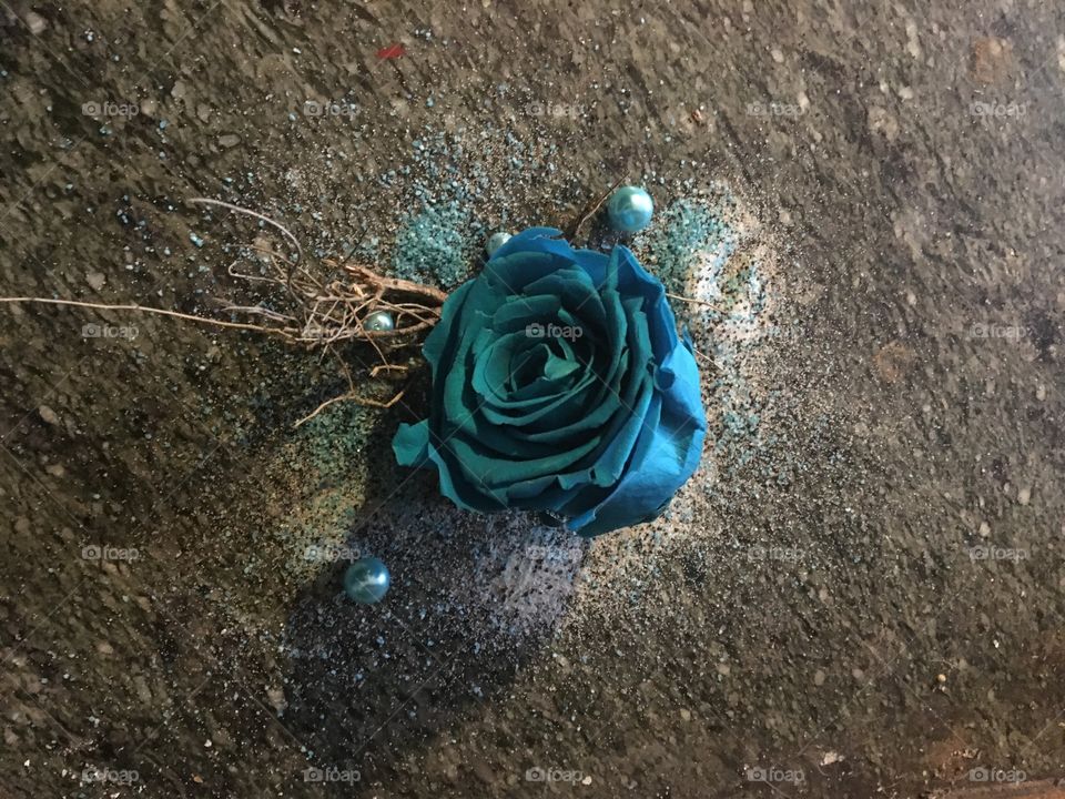 Blue rose and blue pearls 