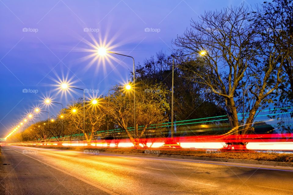 Twilight over long road