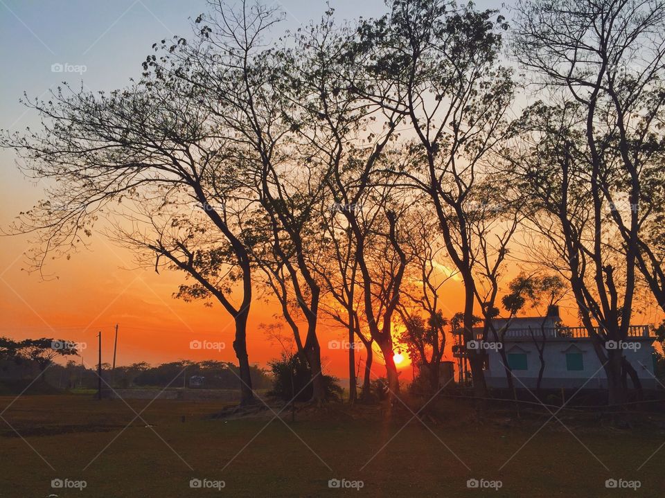 A wonderful sunset view from field