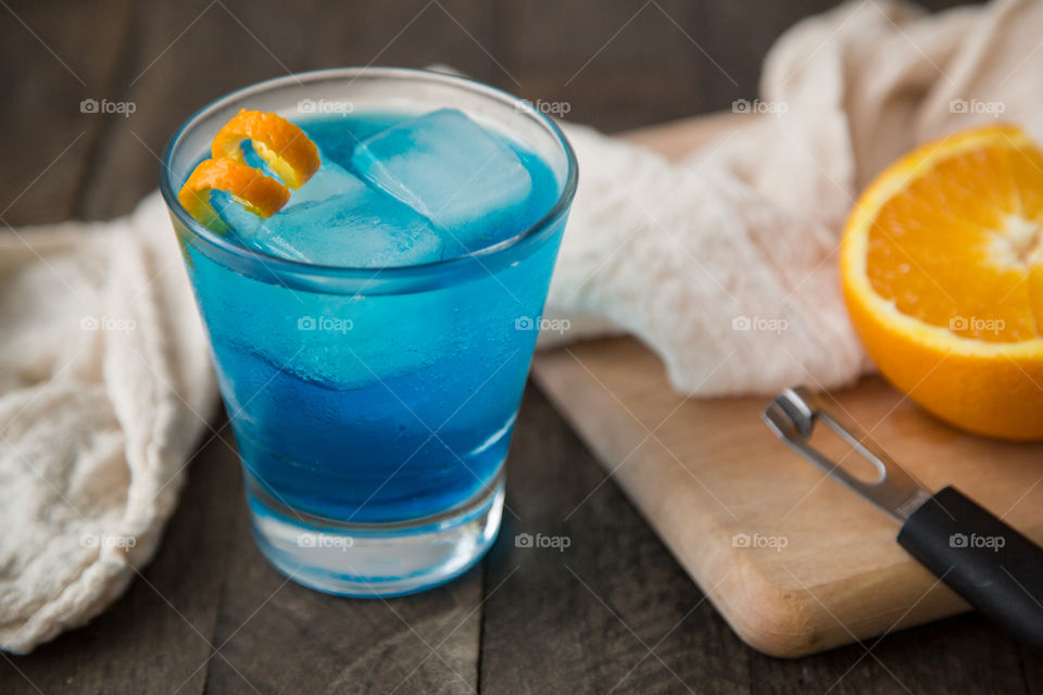 Mixed Drink - Tequila, Blue Curacao, Sour Mix, Lemon Lime Soda