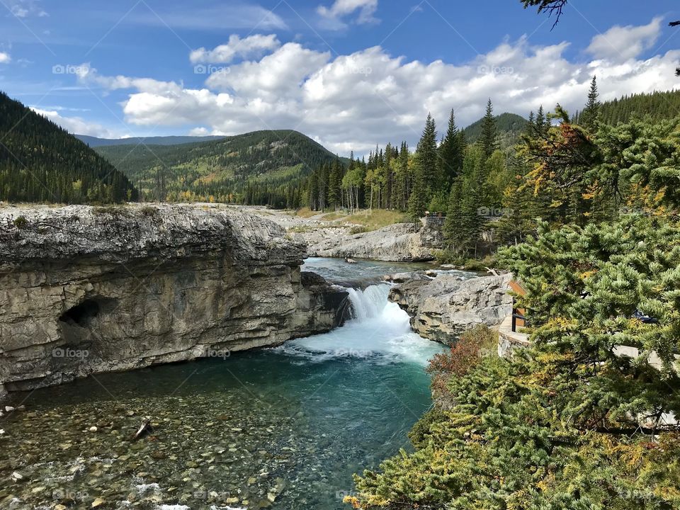 A beautiful sunny day at Elbow Falls, Alberta