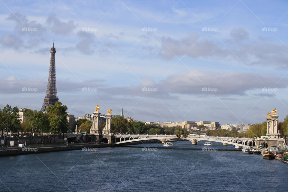 River view of the Eiffel Tower in Paris