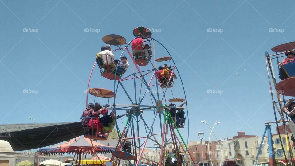 Ferris wheels.