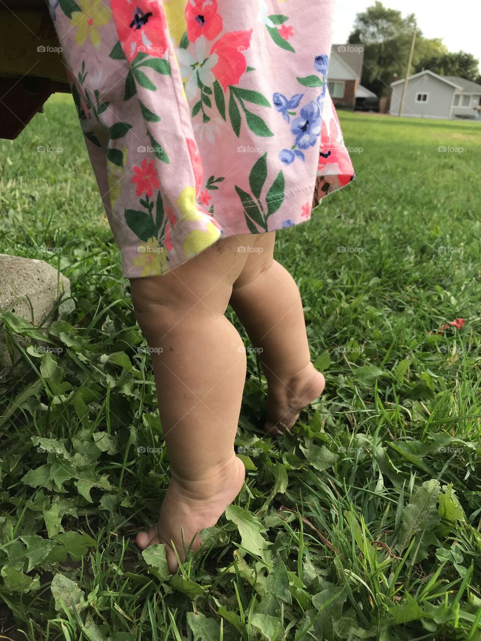 Baby feet in the grass