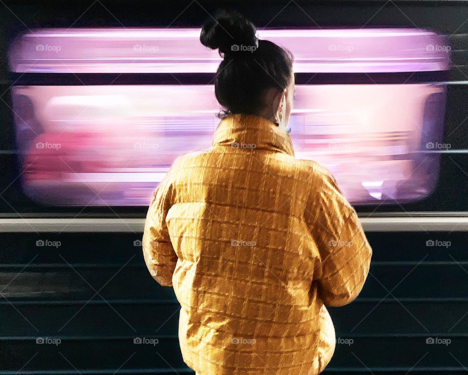 Bright and colorful boost subway train 