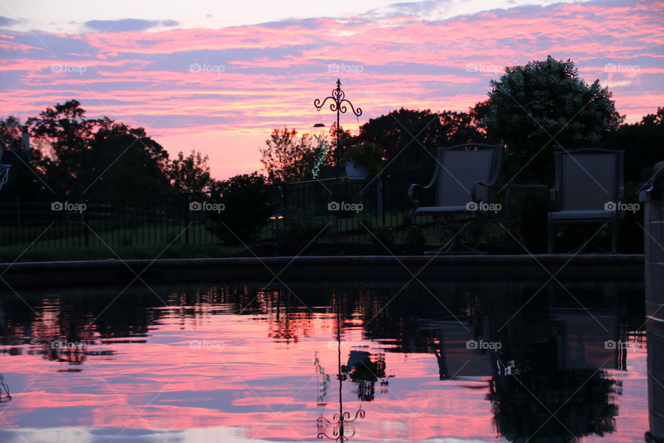 Pink Sunset in the Pool