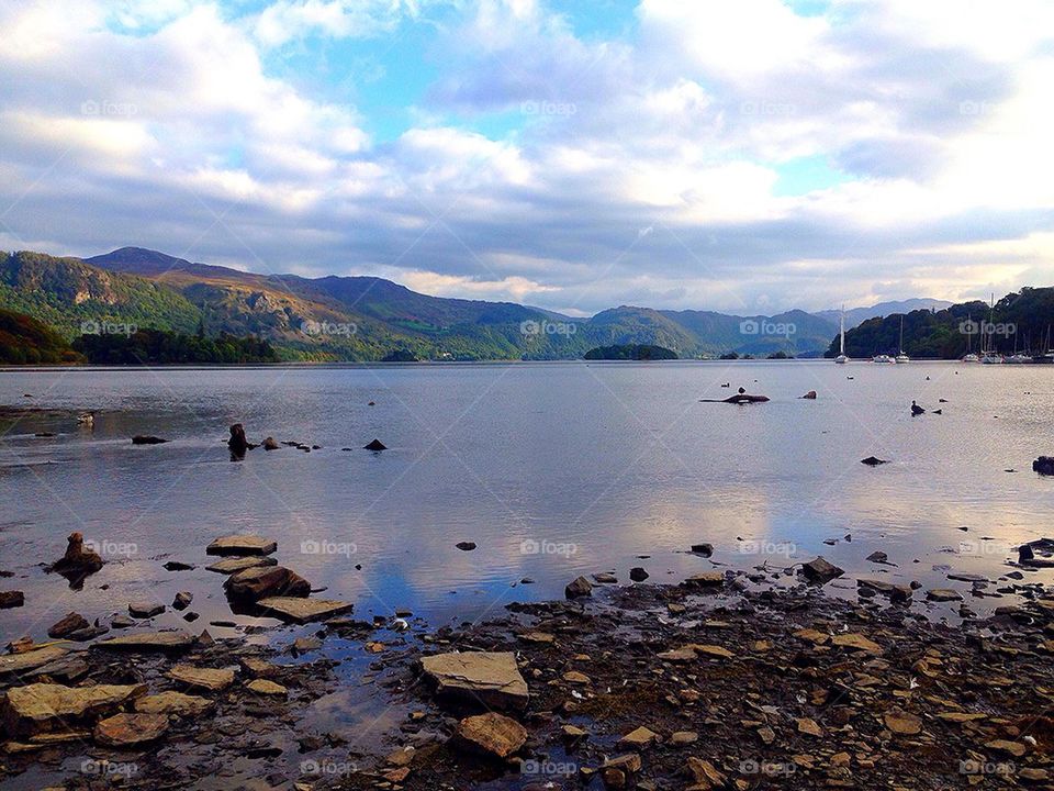 Scenic view of mountains river