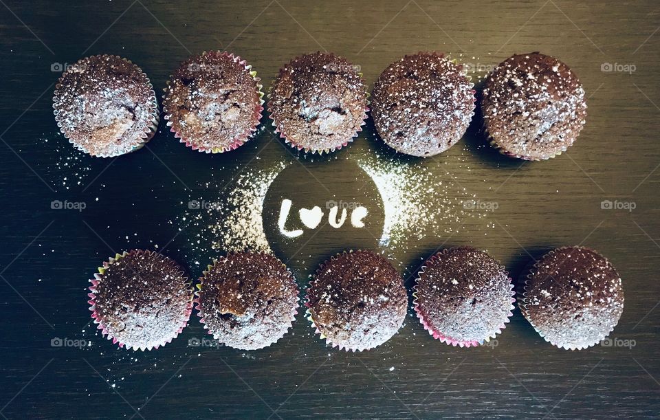 Homemade cocoa and amaretti muffins 