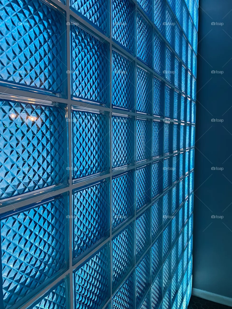 Blue glass wall decor