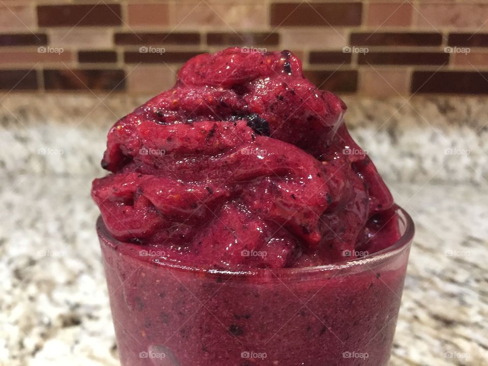 Handmade Homemade Vegan Frozen Berry Fruit Sorbet Dessert Treat Glass 