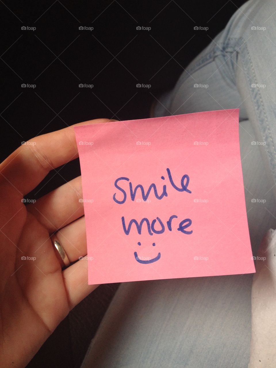 Smile More on pink post it