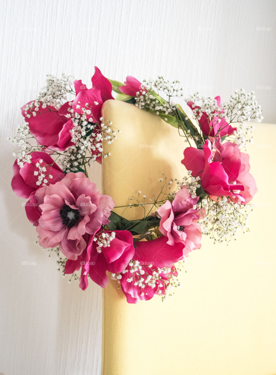 Pink flower crown, bright colors