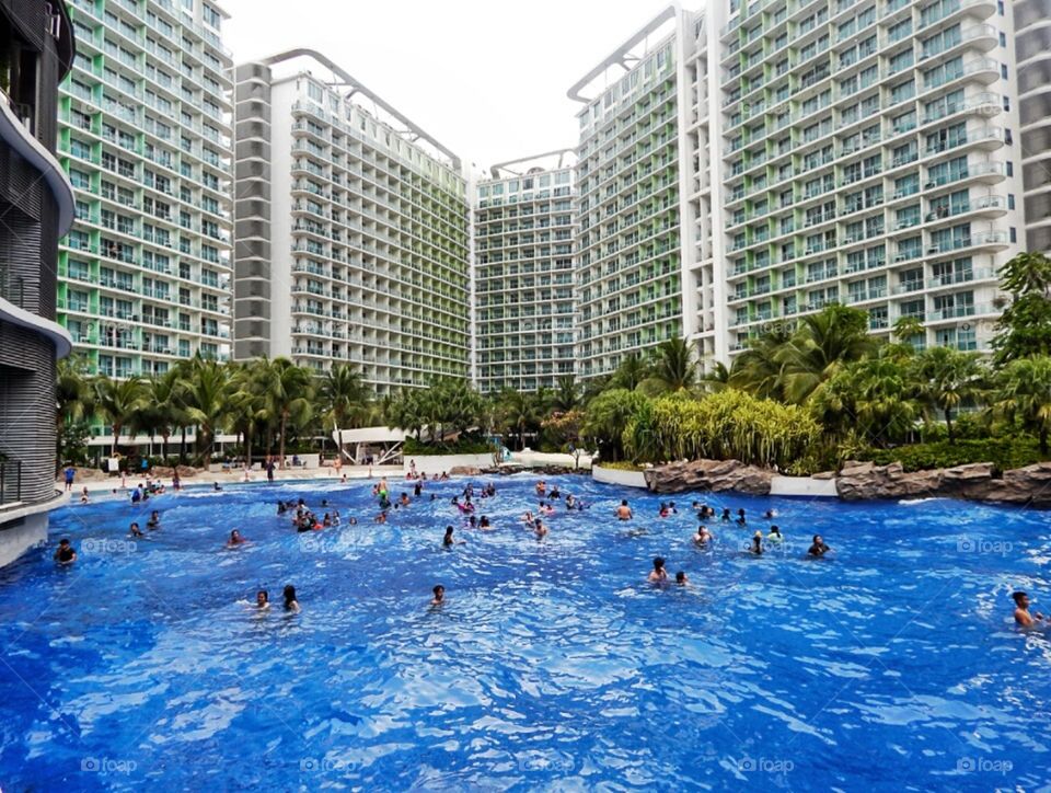 Man-made beach in the metropolis